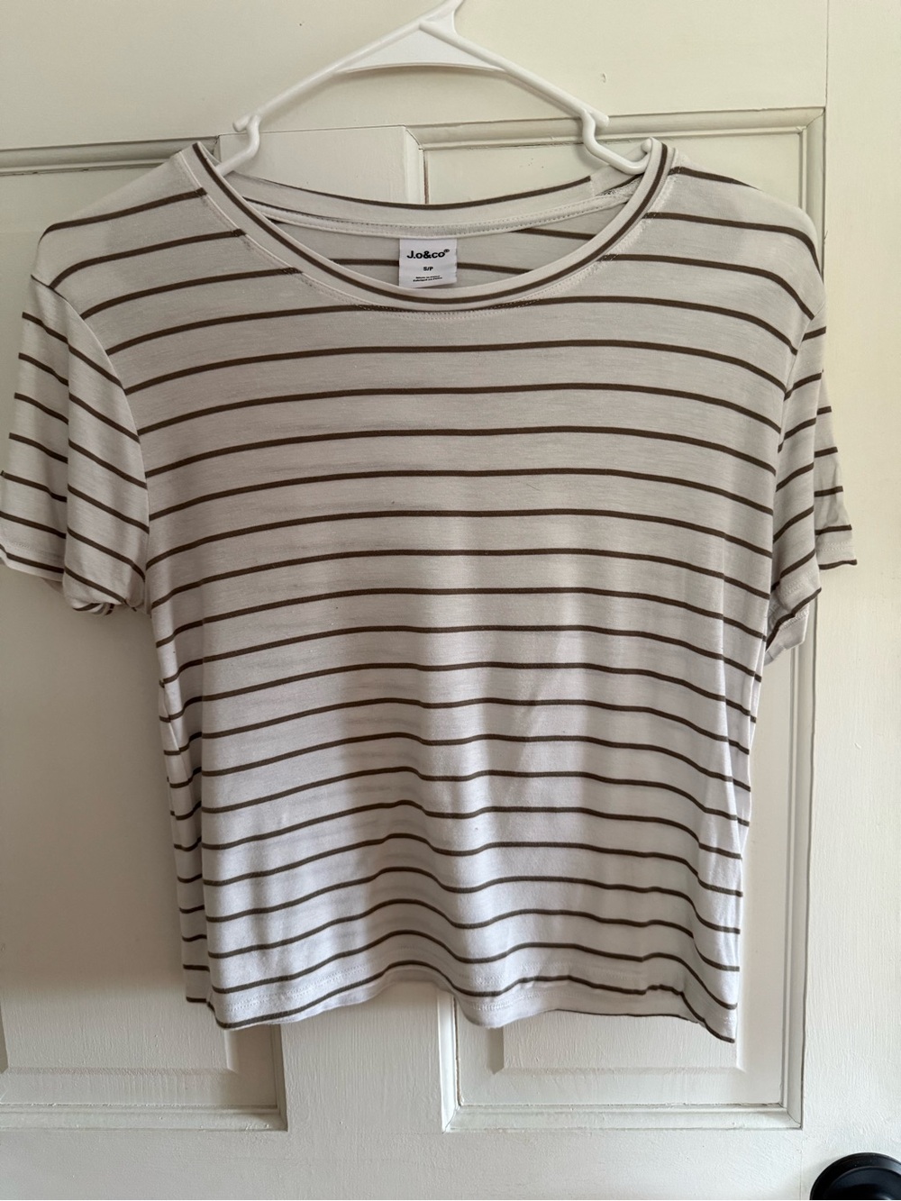 Striped Cream and Brown Short Sleeve Tee